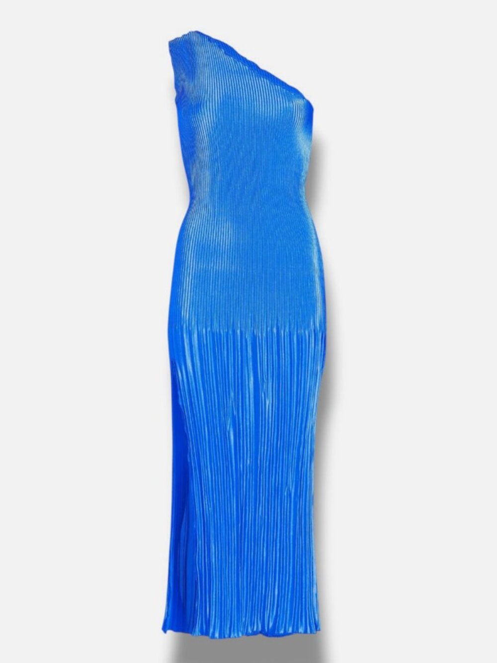 L'Idée Women's Blue Gigi Pleated One-Shoulder Gown Dress Size 10